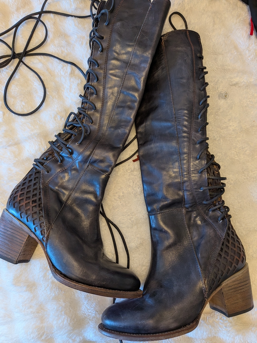 Freebird by Steven Dark Brown Lace-Up Mid-Calf Leather Boots